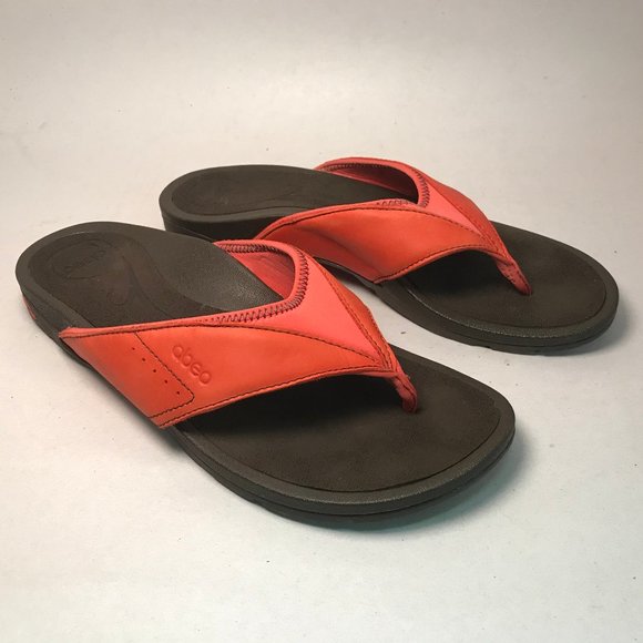 Abeo Shoes - Abeo Leather Salmon Pink Flip Flops New 9